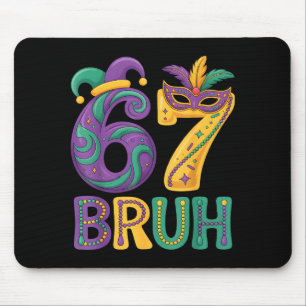 Mardi Gras 67 Bruh Carnival Mask Jester Hat Number Mouse Pad