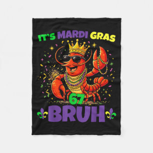 Mardi gras 67 bruh crayfish six seven meme crawfis fleece blanket