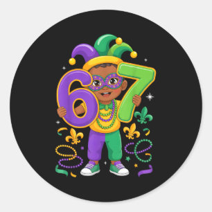 Mardi Gras 67 Kid Jester Costume Carnival Party Pa Classic Round Sticker