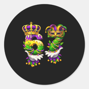 Mardi Gras 67 Six Seven Meme Jester Hat Beads Hand Classic Round Sticker