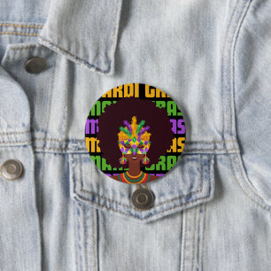 MARDI GRAS Afro Queen 7.5 Cm Round Badge