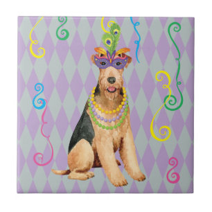Mardi Gras Airedale Ceramic Tile