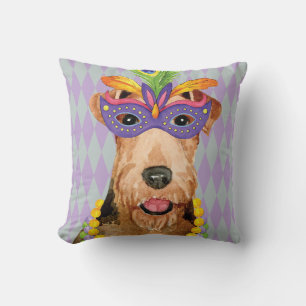 Mardi Gras Airedale Cushion