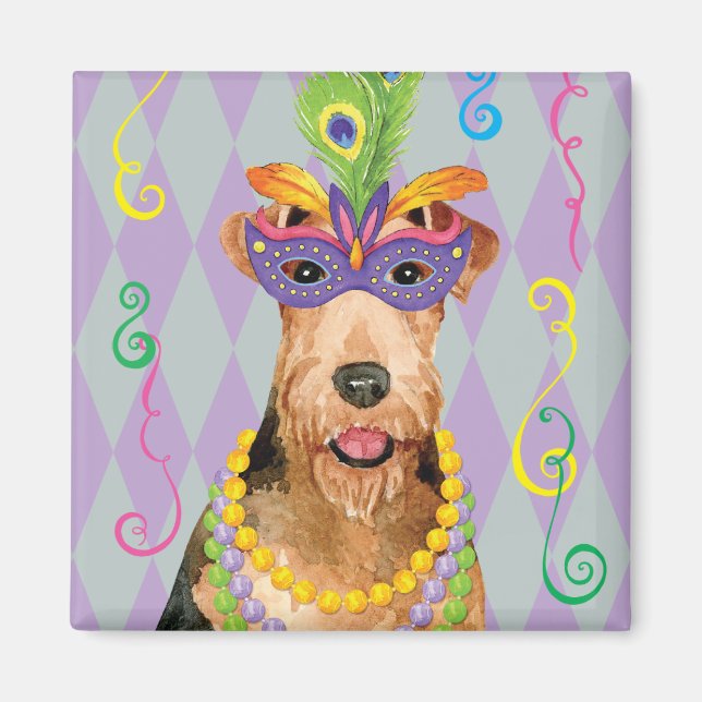 Mardi Gras Airedale Magnet (Front)