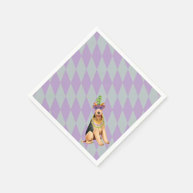 Mardi Gras Airedale Napkin (Corner)