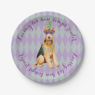 Mardi Gras Airedale Paper Plate