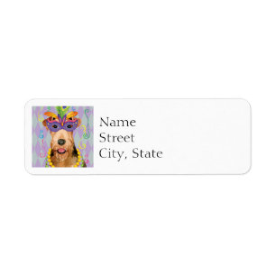 Mardi Gras Airedale Return Address Label