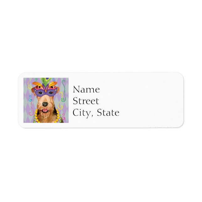 Mardi Gras Airedale Return Address Label (Front)