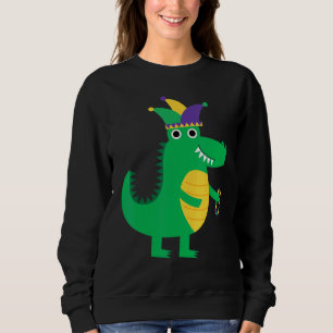 Mardi Gras Alligator Beads And Blings Jester Hat C Sweatshirt