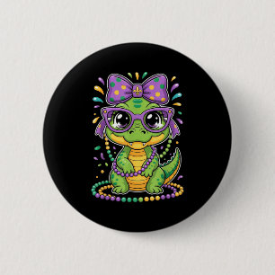 Mardi Gras Alligator Beads Bow Kids Women _2  6 Cm Round Badge