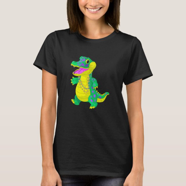 Mardi Gras Alligator Beads Festival Parade Party B T-Shirt (Front)