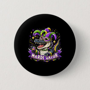 Mardi Gras Alligator Celebration Mardigator 6 Cm Round Badge