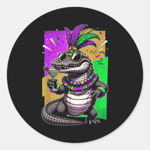 Mardi gras alligator costume carnival new orleans classic round sticker