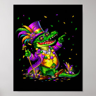 Mardi Gras Alligator For Kids Boys Mens Youth New Poster