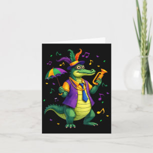 Mardi Gras Alligator Funny Mardi Gras Costume Men  Card