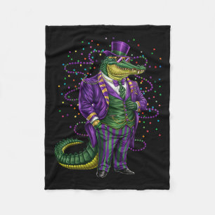 Mardi Gras Alligator Funny Mardi Gras Costume Men Fleece Blanket