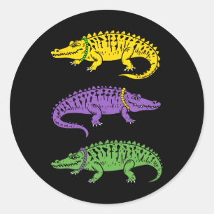 Mardi Gras Alligator Funny Men Mardi Gras Kids  Classic Round Sticker