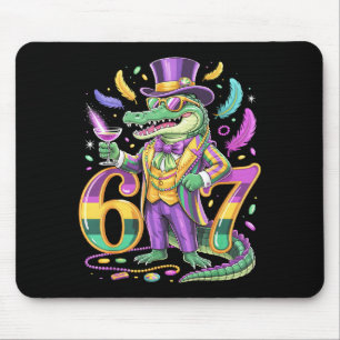 Mardi Gras Alligator Gentleman Tail Number 67 Carn Mouse Pad