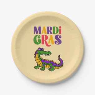 Mardi Gras Alligator, Mardi Gras Party Paper Plate