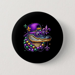 Mardi Gras Alligator Mardigator Crocodile Kids Boy 6 Cm Round Badge