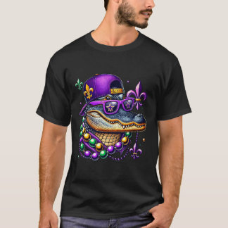 Mardi Gras Alligator Mardigator Crocodile Kids Boy T-Shirt