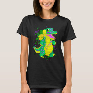 Mardi Gras Alligator Paint Splatter For Men Women  T-Shirt