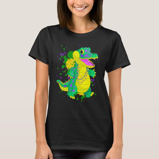 Mardi Gras Alligator Paint Splatter For Men Women  T-Shirt (Front)