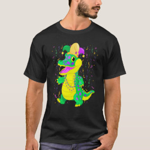 Mardi Gras alligator with Jester Carnival for kids T-Shirt