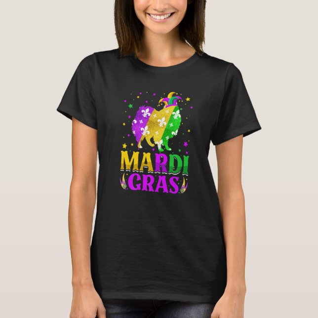 Mardi Gras American Eskimo Dog Lover Carnival Jest T-Shirt (Front)