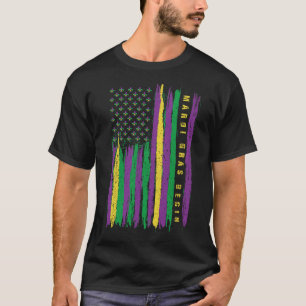 Mardi Gras American Flag Usa Flag Mardi Gras Costu T-Shirt