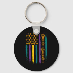 Mardi Gras American Usa Flag Funny Key Ring