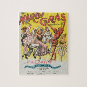 Mardi Gras Antique Yellow Poster Jigsaw Puzzle