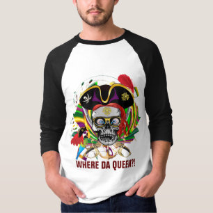 Mardi Gras Apparel Pirate Front Queen on Back T-Shirt