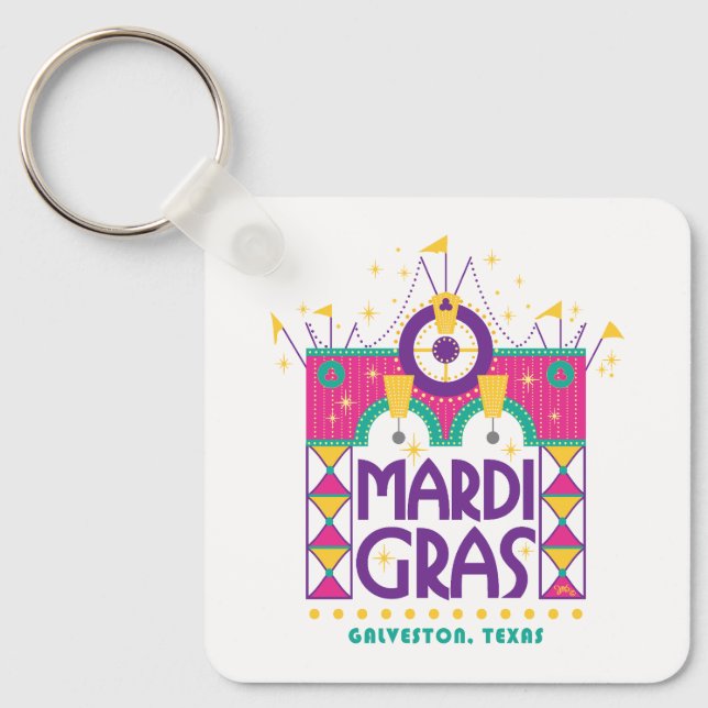 Mardi Gras Arch, Galveston, Texas Key Ring (Front)