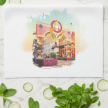 Mardi Gras Arch Galveston, watercolor inspired