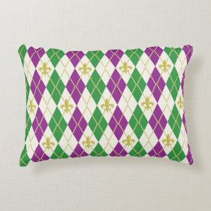 Mardi Gras Argyle Accent Pillow