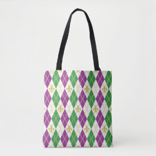 Mardi Gras Argyle All-Over-Print Bag