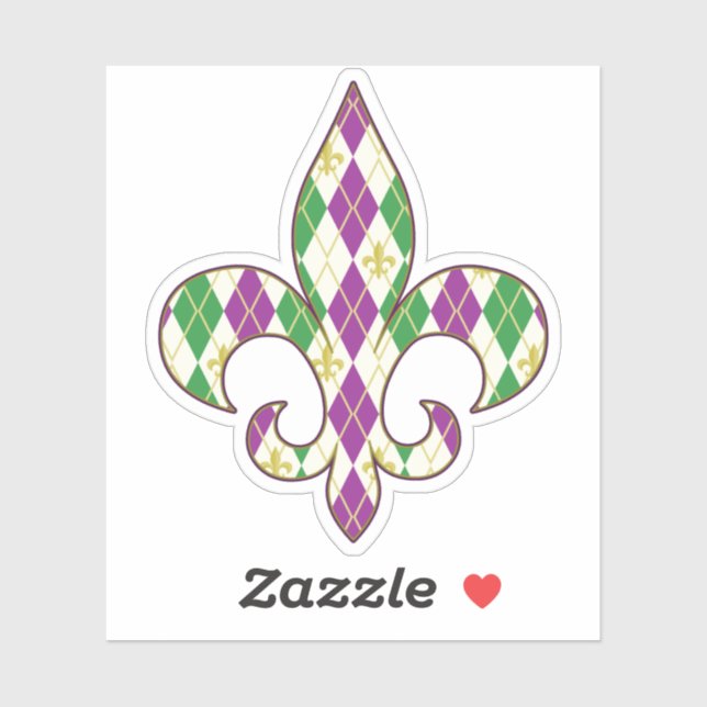 Mardi Gras Argyle Contour Sticker (Sheet)