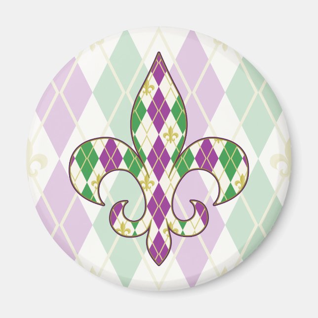 Mardi Gras Argyle Magnet (Front)