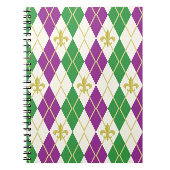 Mardi Gras Argyle Notebook (Front)