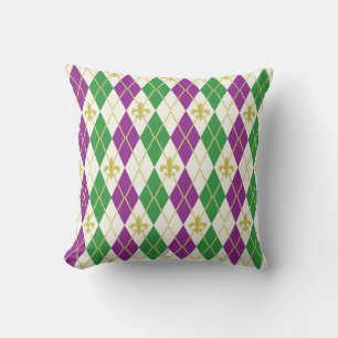 Mardi Gras Argyle Pillow