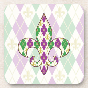 Mardi Gras Argyle Square Coaster