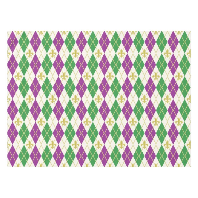 Mardi Gras Argyle Tablecloth (Front (Horizontal))