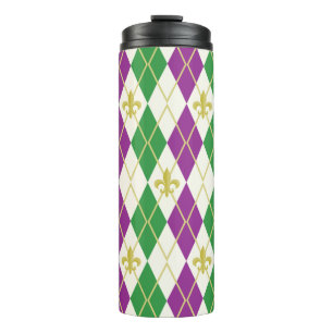 Mardi Gras Argyle Thermal Tumbler