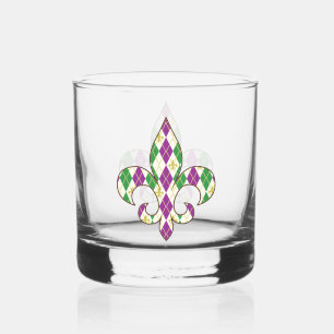 Mardi Gras Argyle Whiskey Glass