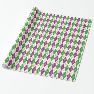 Mardi Gras Argyle Wrapping Paper