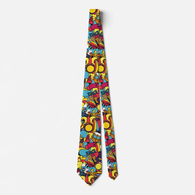 Mardi Gras Art Patterned Tie (Front)