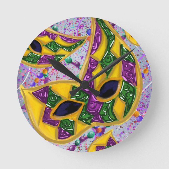 MARDI GRAS ART      ROUND CLOCK (Front)