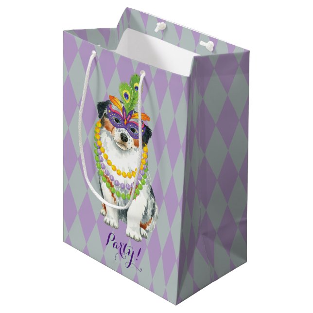 Mardi Gras Aussie Medium Gift Bag (Front Angled)