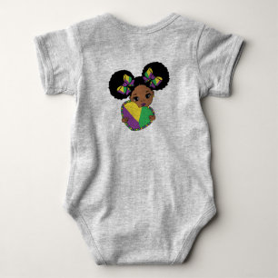 Mardi Gras Baby Girl Holding Heart Bodysuit